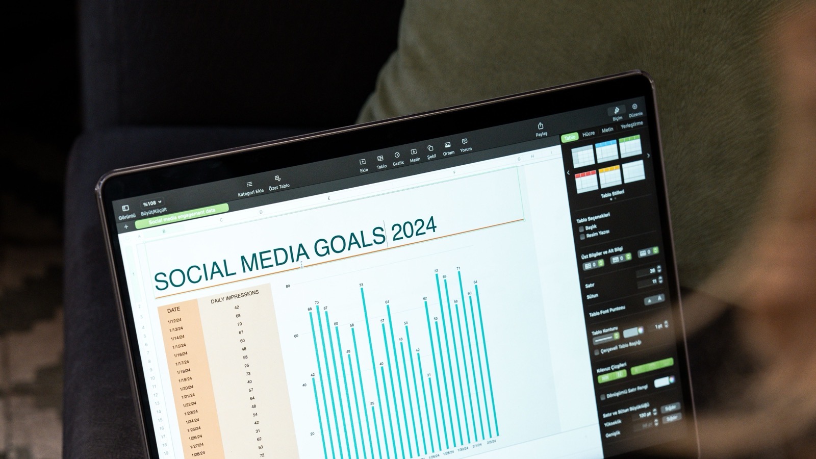 A laptop screen showing a social media performance chart, the kind of report Meta's attribution change altered.
